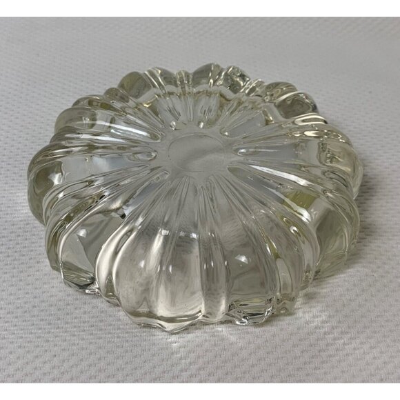 Vintage Clear Glass Ashtray Fluted Design 4.25" Round 5 Notch Mid Century Modern - Picture 6 of 14